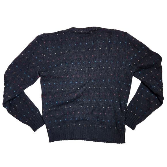 Vtg 90s Round Neck Sweater Men L Knitted Wool Blend Eclectic Grandpa Style Retro - Picture 2 of 6